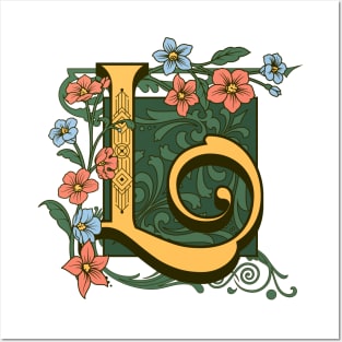 Art Nouveau Letter L, Ornamental Letter L, Art Deco Posters and Art